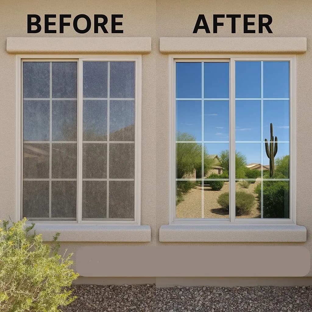 Before and after window cleaning