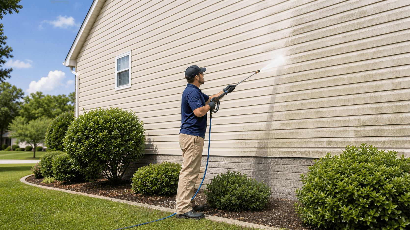 Soft washing house siding in Knoxville Tennessee